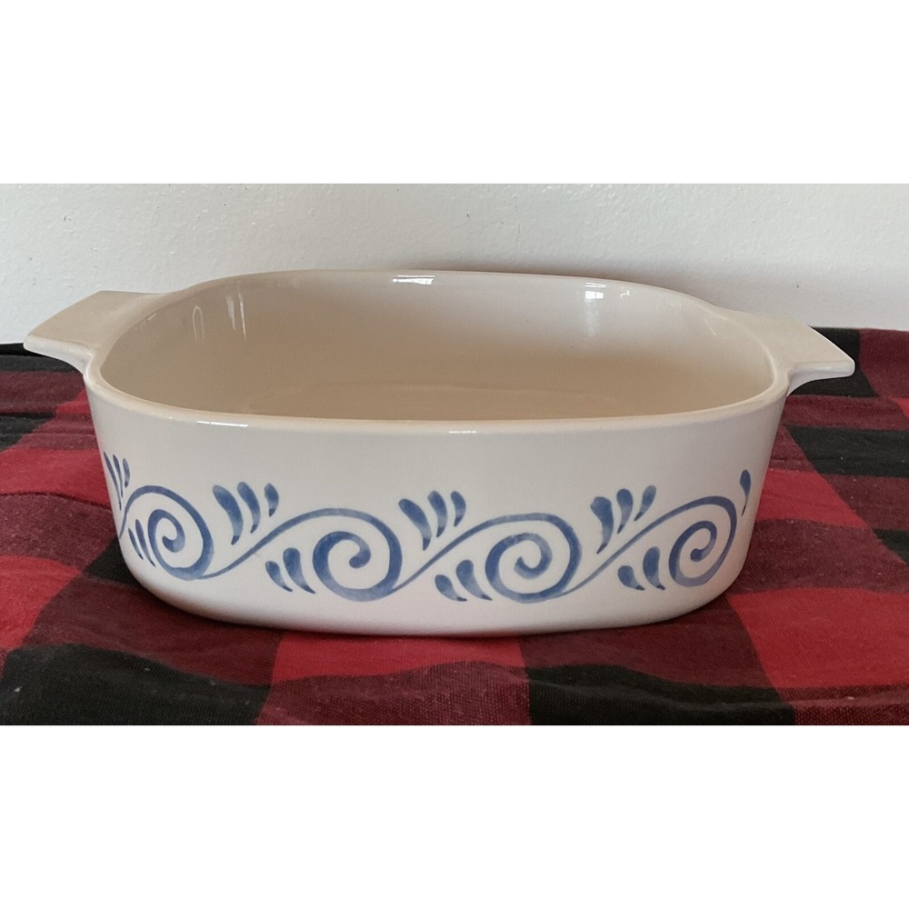 Corning Ware OCEAN VIEW 2L Casserole Dish‎ A-2-B White Blue Swirl Made in USA